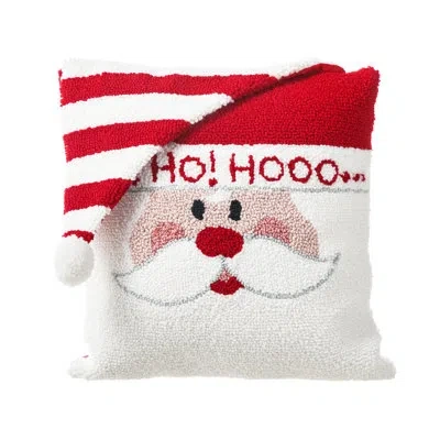 Glitzhome Santa Hooked Throw Pillow In Red