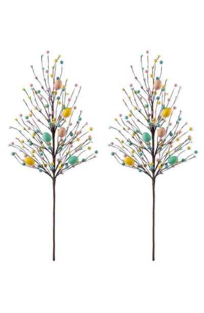Glitzhome Set Of 2 28"h Easter Berries & Eggs & Leaves Picks In Multi