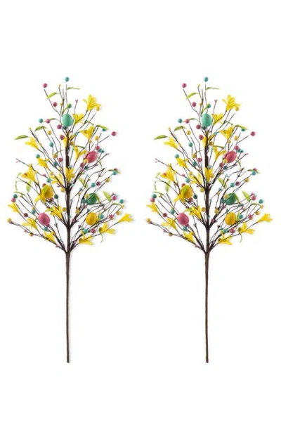 Glitzhome Set Of 2 28"h Easter Berries & Eggs & Leaves Picks In Multi