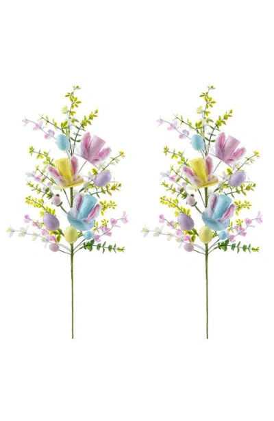 GLITZHOME GLITZHOME SET OF 2 28"H EASTER GLITTER EGG ARTIFICIAL PICKS