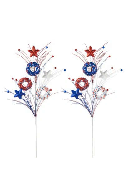 Glitzhome Set Of 2 28"h Patriotic Americana Stars & Donuts Picks In Multi