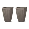 Glitzhome Set Of 2 Concrete Plastic Pot Planters In Gray
