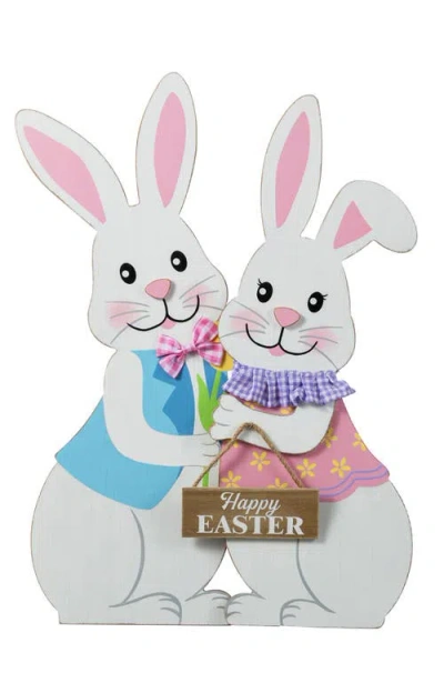 Glitzhome Set Of 2 Easter Wooden Bunny Porch Decor In Multi