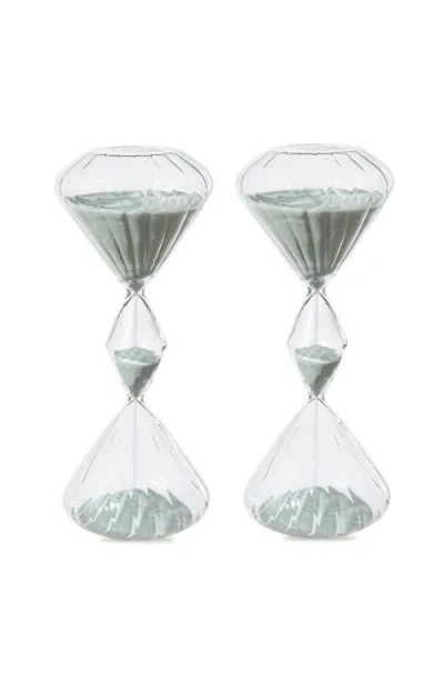 Glitzhome Set Of 2 Geometric Tri-layer Hourglasses 60-minute Sand Timers In Gray