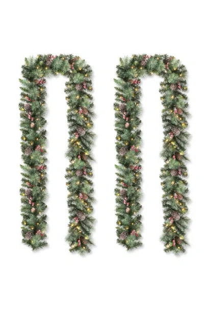 Glitzhome Set Of 2 Illuminated Artificial Christmas Garlands In Multi