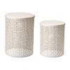 Glitzhome Set Of 2 Metal Planter Stands In White