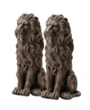 Glitzhome Set Of 2 Oversized Bronze Sitting Lion Garden Statue In Bronze