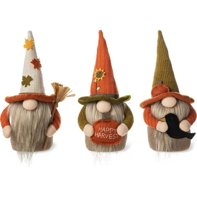 Glitzhome Set Of 3 Fall Fabric Gnomes In Multi