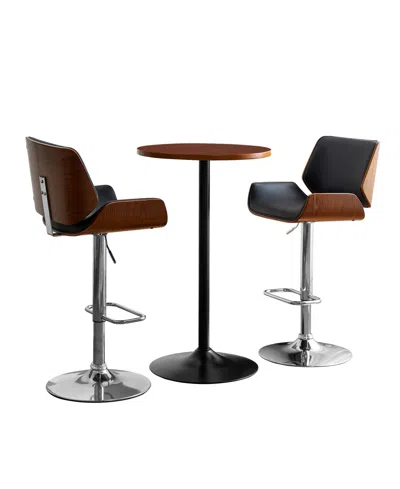 Glitzhome Set Of 3 Pub Table Set In Black