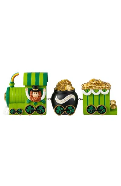 Glitzhome Set Of 3 St.patrick's Resin Leprechaun Train Table Decor In Green