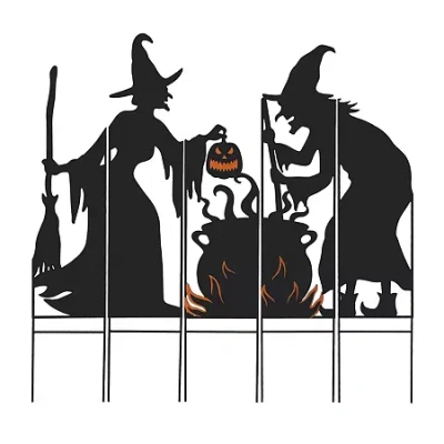 Glitzhome Set Of 5 Halloween Metal Holiday Yard Art In Multi