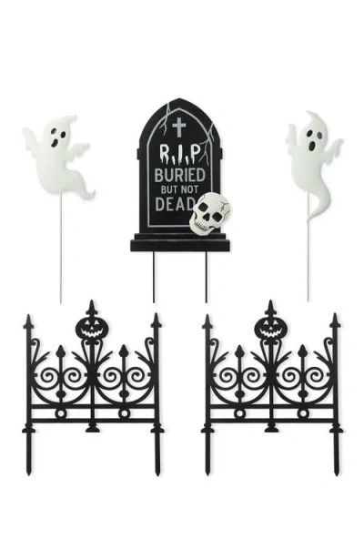 Glitzhome Handmade Set Of 5 Halloween Metal Graveyard Set Yard Stakes In Gray
