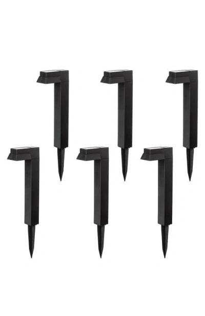 Glitzhome Set Of 6 Solar Powered Smd Led Pathway Ground Light In Black