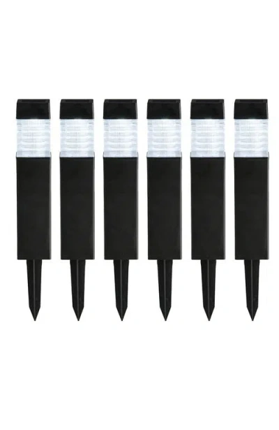 Glitzhome Set Of 6 Solar Powered Transparent Texture Lens Pathway Stake Light In Black
