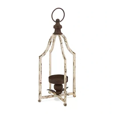 Glitzhome Small Farmhouse Metal Decorative Lantern In White