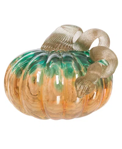 Glitzhome Small Glass Pumpkin In Blue