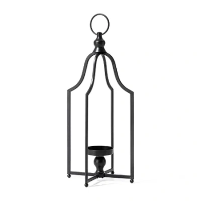 Glitzhome Small Modern Farmhouse Black Metal Decorative Lantern