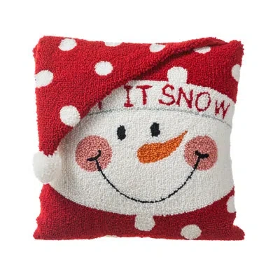 Glitzhome Snowman Christmas Polka Dots Throw Pillow In Red