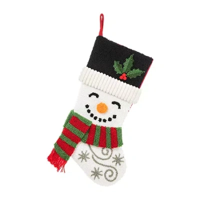 Glitzhome Snowman Hooked Christmas Stocking In Black