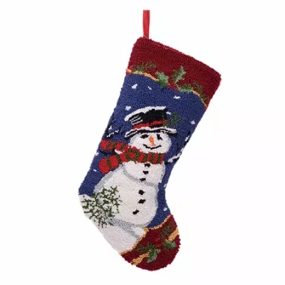 Glitzhome Snowman Hooked Christmas Stocking In Multi