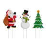 Glitzhome Snowman Santa Tree 3-pc. Christmas Yard Art In Green