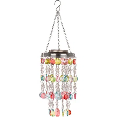 Glitzhome Solar Lighted Acrylic Jewel Beaded Wind Chime Or Chandelier Hanging Decor In Multi