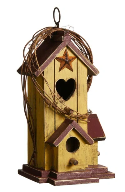 Glitzhome Solid Wood Cottage Decorative Outdoor Garden Birdhouses In Brown