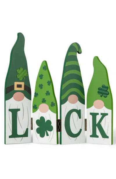 Glitzhome 12.25" L St. Patrick's Wooden Luck Shamrock Gnome Table Decor In Multi