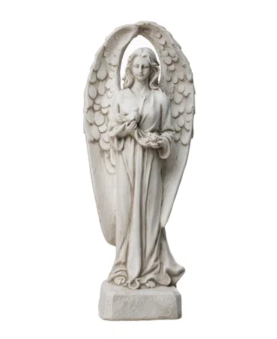 Glitzhome Standing Archangel Garden Statue In White