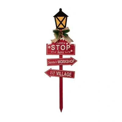 Glitzhome Street Light Christmas Yard Art In Red