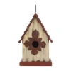 Glitzhome Tall White/red Hand Painted Wood Birdhouse In Multi