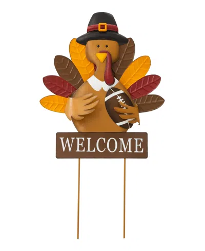 Glitzhome Thanksgiving Turkey Yard Stake Or Hanging Wall Decor, 30" In Multi