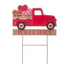 Glitzhome Truck Valentines Day Yard Art In Red