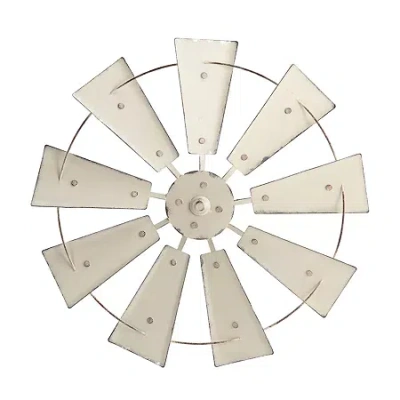 Glitzhome Vintage Beige Metal Wind Spinner Metal Wall Art In White