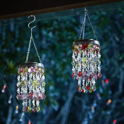 Glitzhome Wind Chime Led Outdoor Chandelier In Chrome