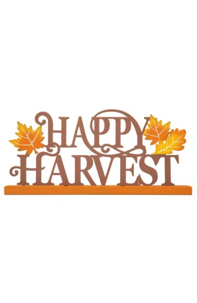 Glitzhome Wood & Metal Happy Harvest Table Decor In Orange