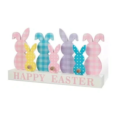 GLITZHOME WOODEN BUNNY FAMILY EASTER TABLETOP DECOR