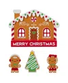 Glitzhome Wooden Christmas Gingerbread House Table Decor, Set Of 4 In Multi