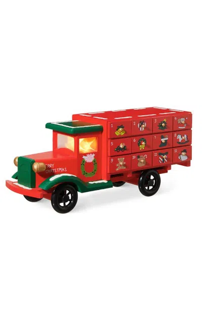 Glitzhome Wooden Christmas Truck Advent Countdown Calendar In Red