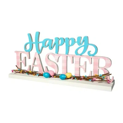 Glitzhome Wooden Happy Easter Tabletop Decor In Blue