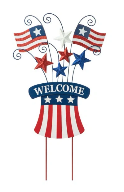 Glitzhome Wooden Metal Patriotic Flags Yard Stake Or Wall Decor In Multi