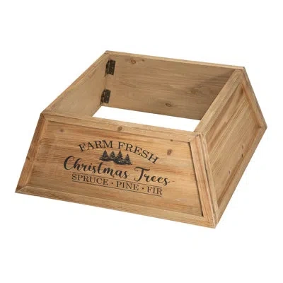 Glitzhome Wooden Trapezoid Christmas Trees Collar In Natural