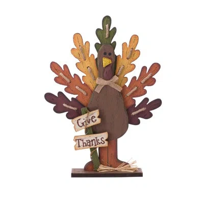 Glitzhome Wooden Turkey Décor In Yellow;brown