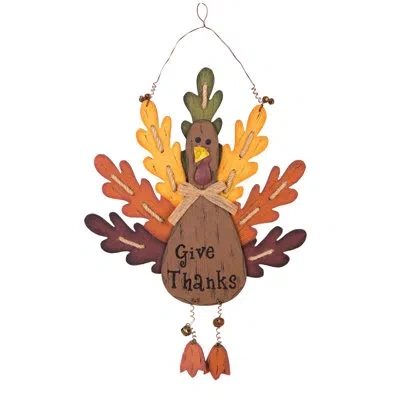 Glitzhome Wooden Turkey Wall Decor In Yellow
