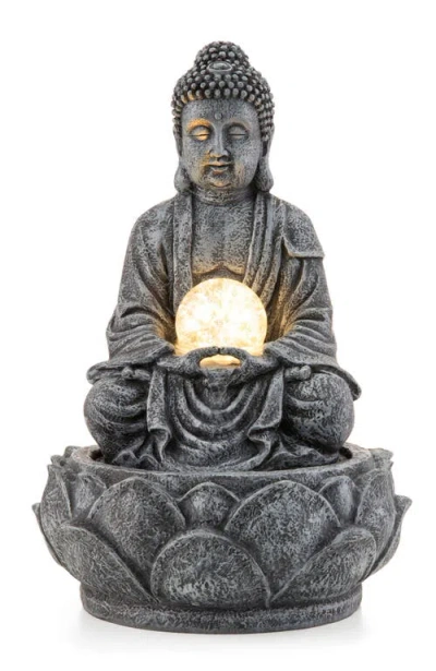 Glitzhome Zen-style Polyresin Table Fountain With Pump And Led Light In Gray
