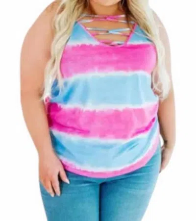 Glitzy Girlz Boutique Read My Heart Tank Top - Plus In Pink/blue In Multi