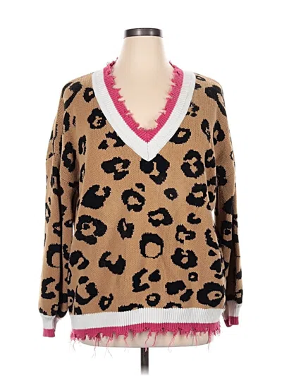 Pre-owned Glitzy Girlz Pullover Sweater In Brown