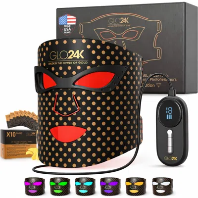 Glo24k Unleash The Power Of Gold 7 Color Led Photon Rejuvenation Mask With Gold And Collagen Eye Pat