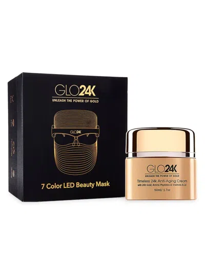 Glo24k Women's 2-piece 7-color Led Beauty Mask + Timeless Cream Set In White