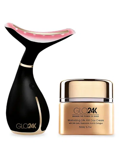 Glo24k Women's 2-piece Facial Led Massager & 24k Moisturizing Day Cream In White